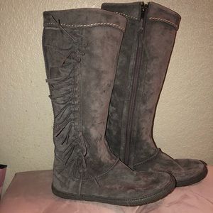 Tall Gray Fringe UGG Boots